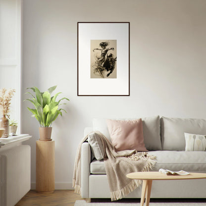 Framed wall art of Resilient Dancer Flame in vintage style on a stylish wall