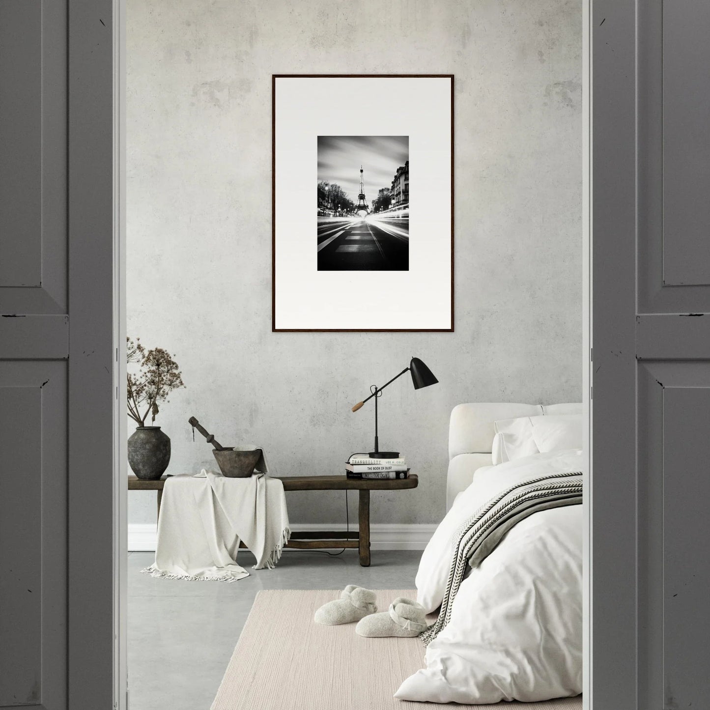 Framed wall art of Synth Wave Elysium on a light gray wall for a chic vibe