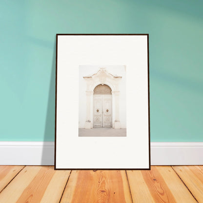 Framed wall art of an ornate white doorway for Faded Elegance Whispers collection