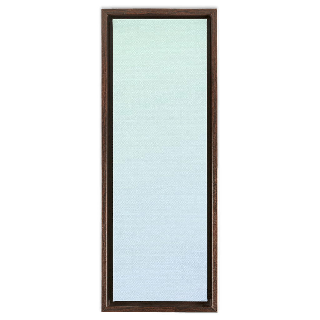 Full-length rectangular mirror with a dark wooden frame.