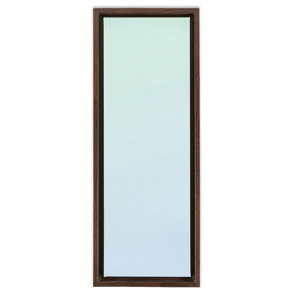 Full-length rectangular mirror with a dark wooden frame.