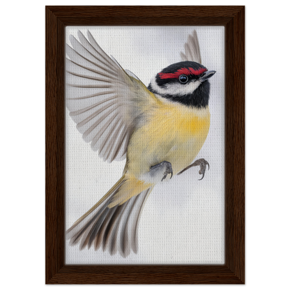 Colorful songbird in mid-flight, featured in Warbler’s Zenith room decor collection