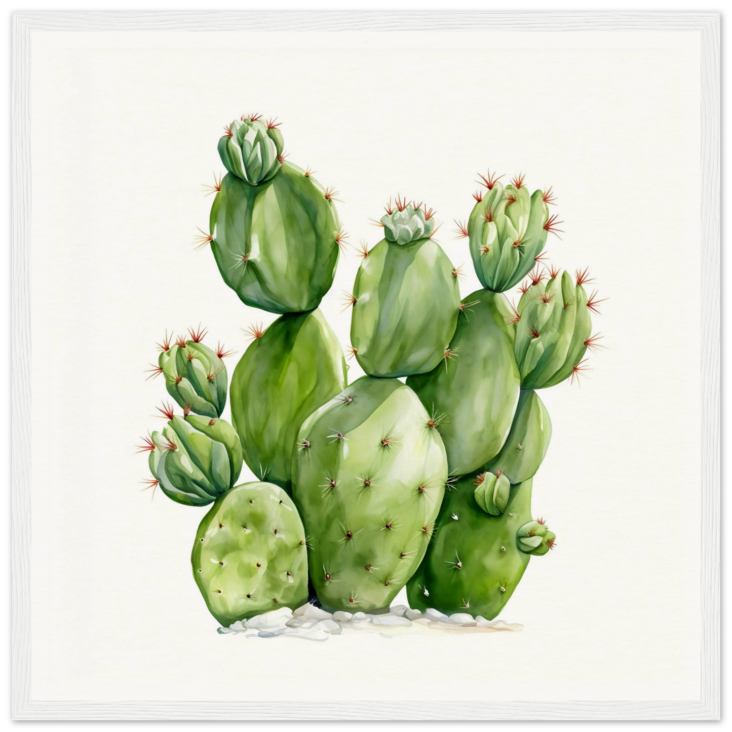 A watercolor painting of a cactus plant