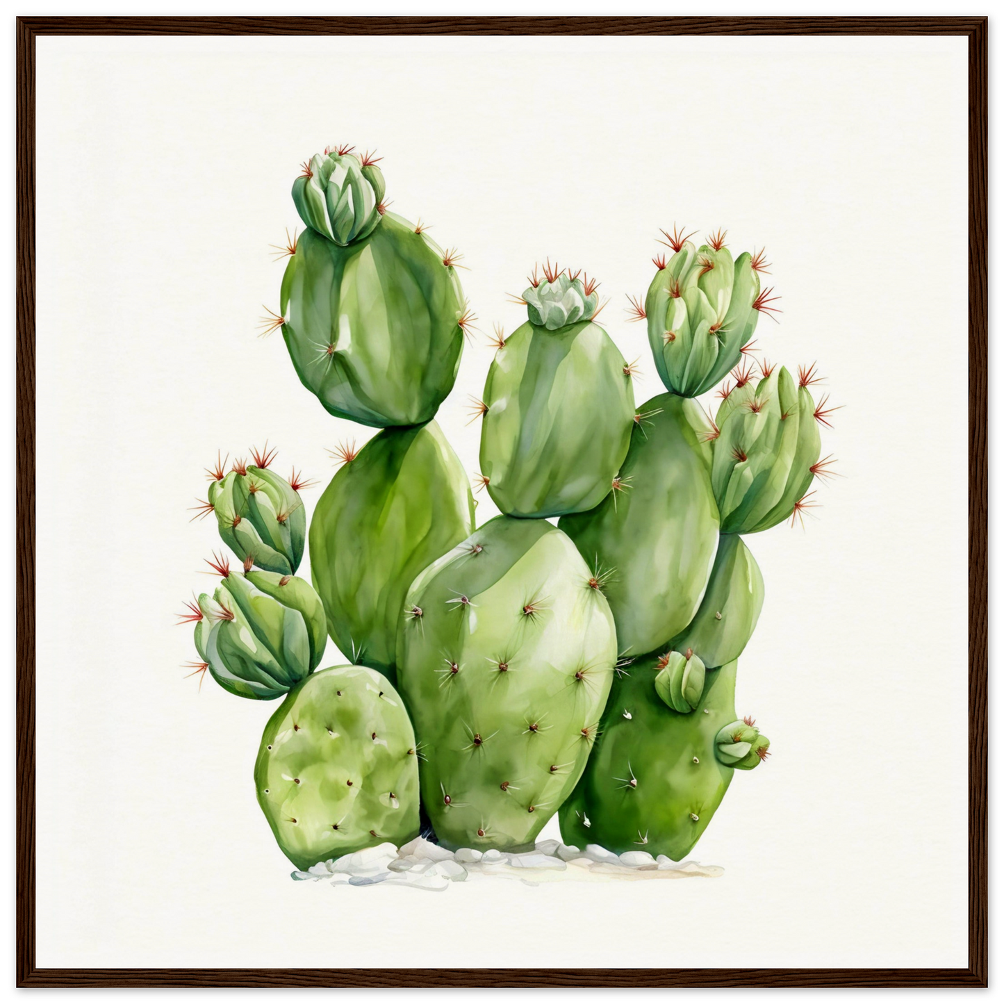 A watercolor painting of a cactus plant