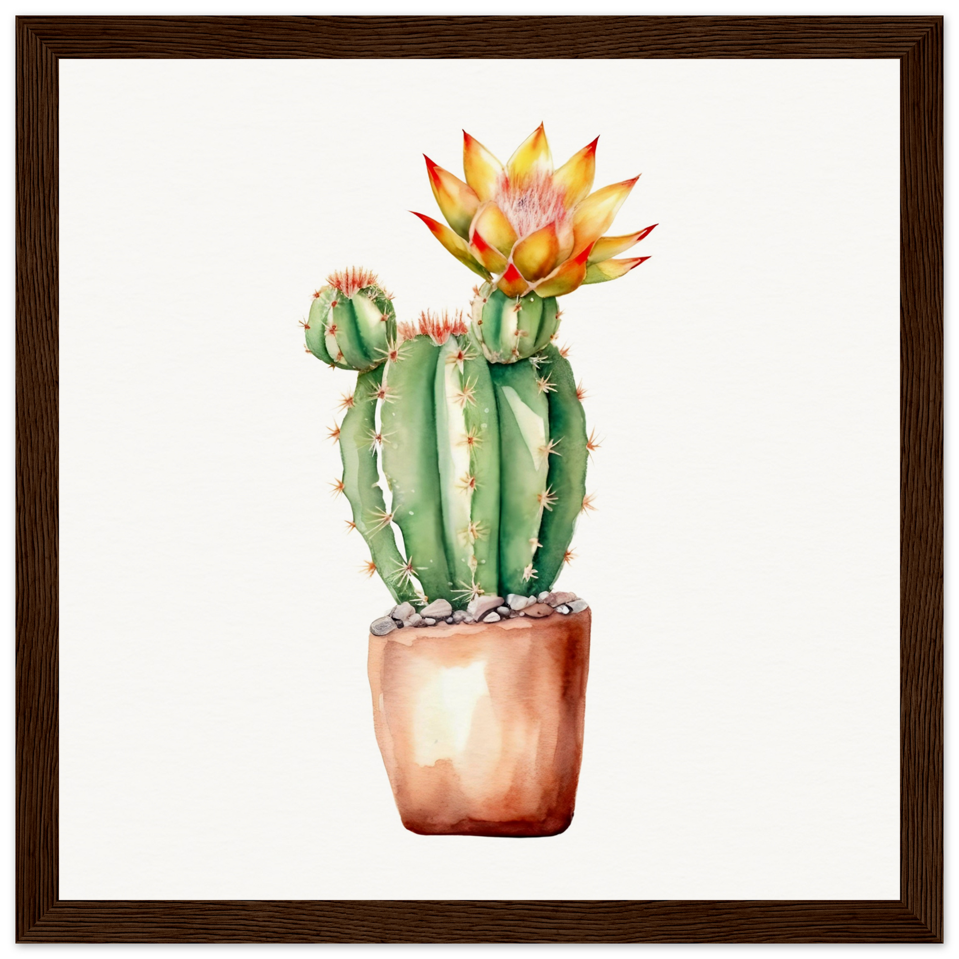 A watercolor painting of a cactus plant