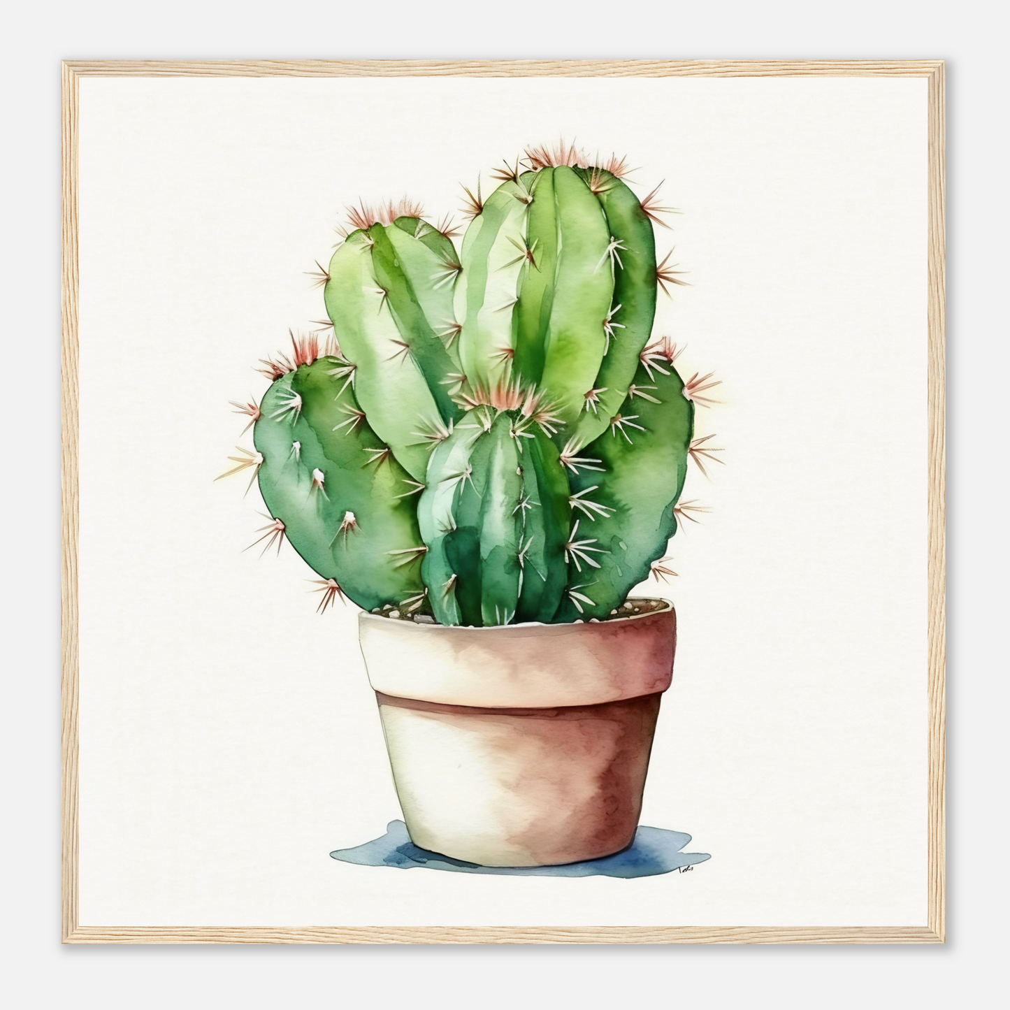 A watercolor painting of a cactus plant