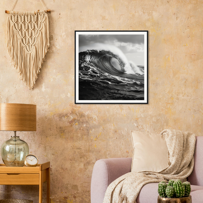 Black and white photo of a powerful wave’s eternal dance in dramatic light for special edition art™