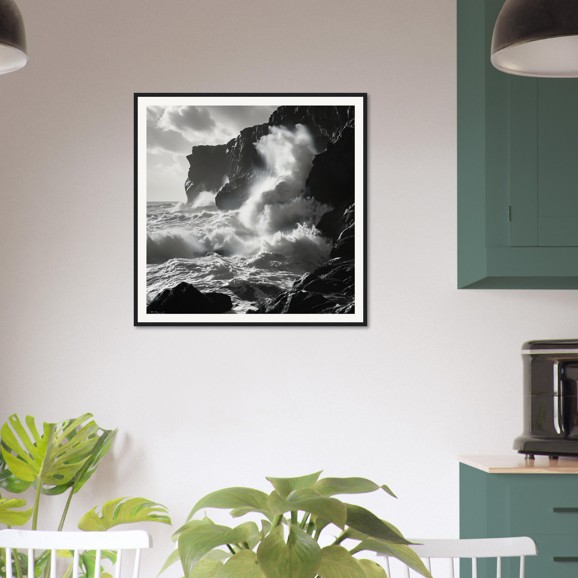 Framed black and white ocean waves art from Waves’ Wild Gambit special edition