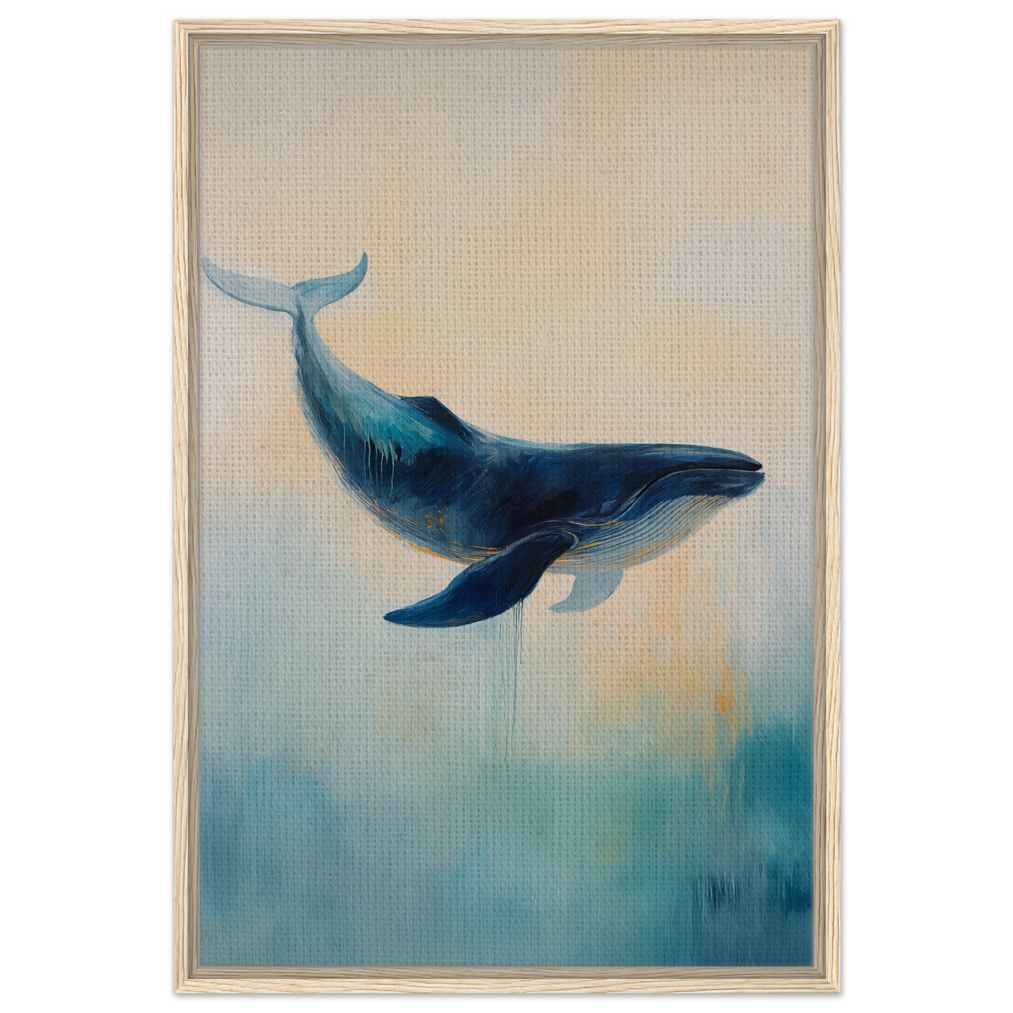 Blue whale swimming gracefully, ideal for Whale’s Lucid Ballet framed canvas print