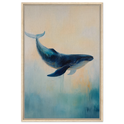 Blue whale swimming gracefully, ideal for Whale’s Lucid Ballet framed canvas print