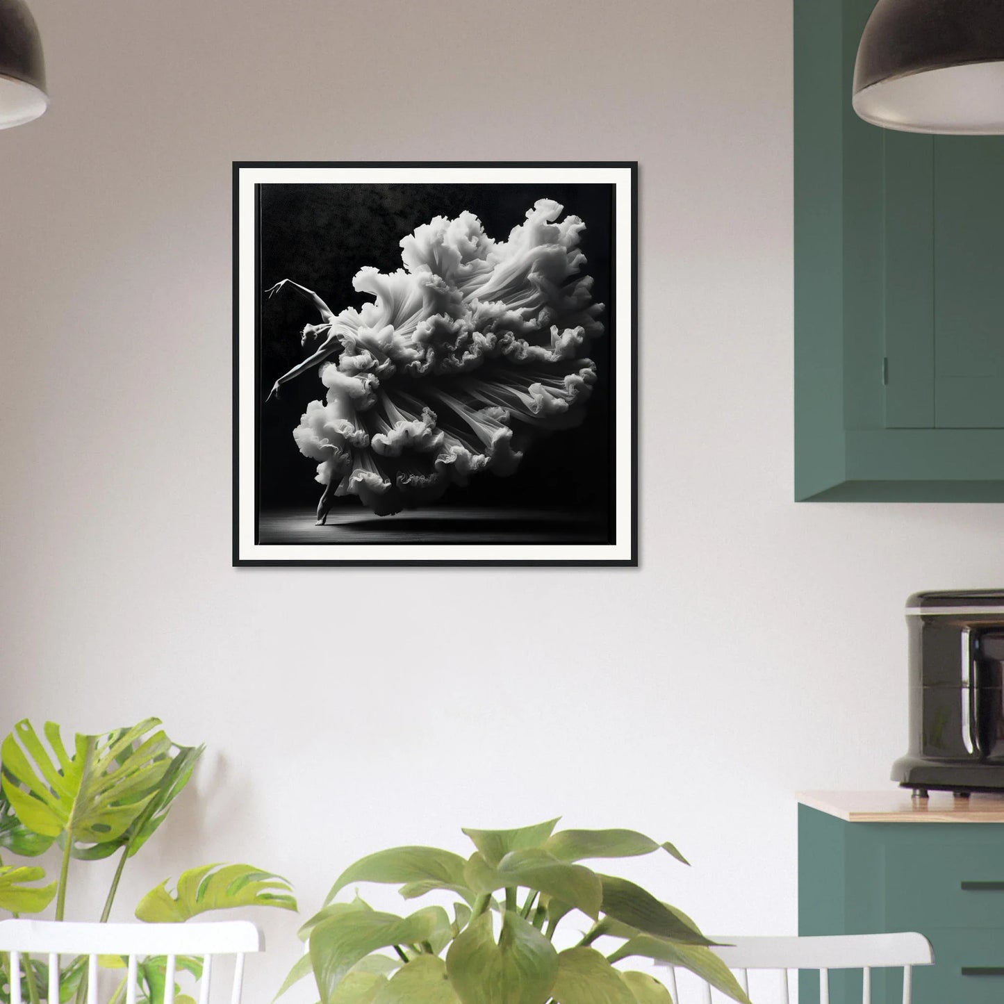 Black and white swirly clouds in Whirling Mystic Revelry framed poster special edition art™