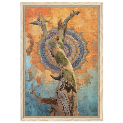Twisted tree trunk and branches in a mandala pattern, framed canvas print Fashion Oracle™