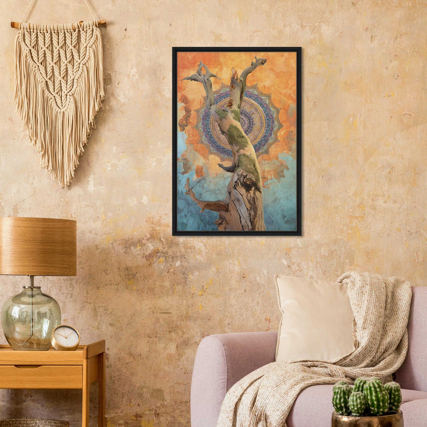 Framed canvas print of a graceful figure in a whispered eternal dance with colorful energy