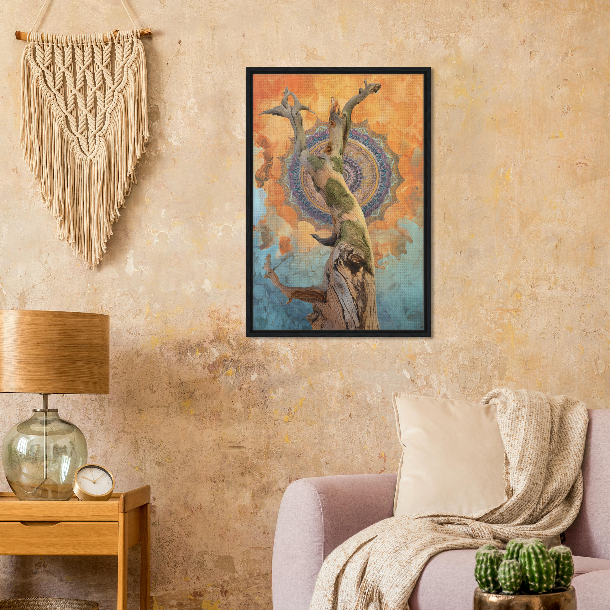 Framed canvas print of a graceful figure in a whispered eternal dance with colorful energy