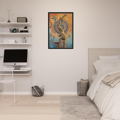 Framed abstract painting of a figure in a whispered eternal dance for elegant room decor