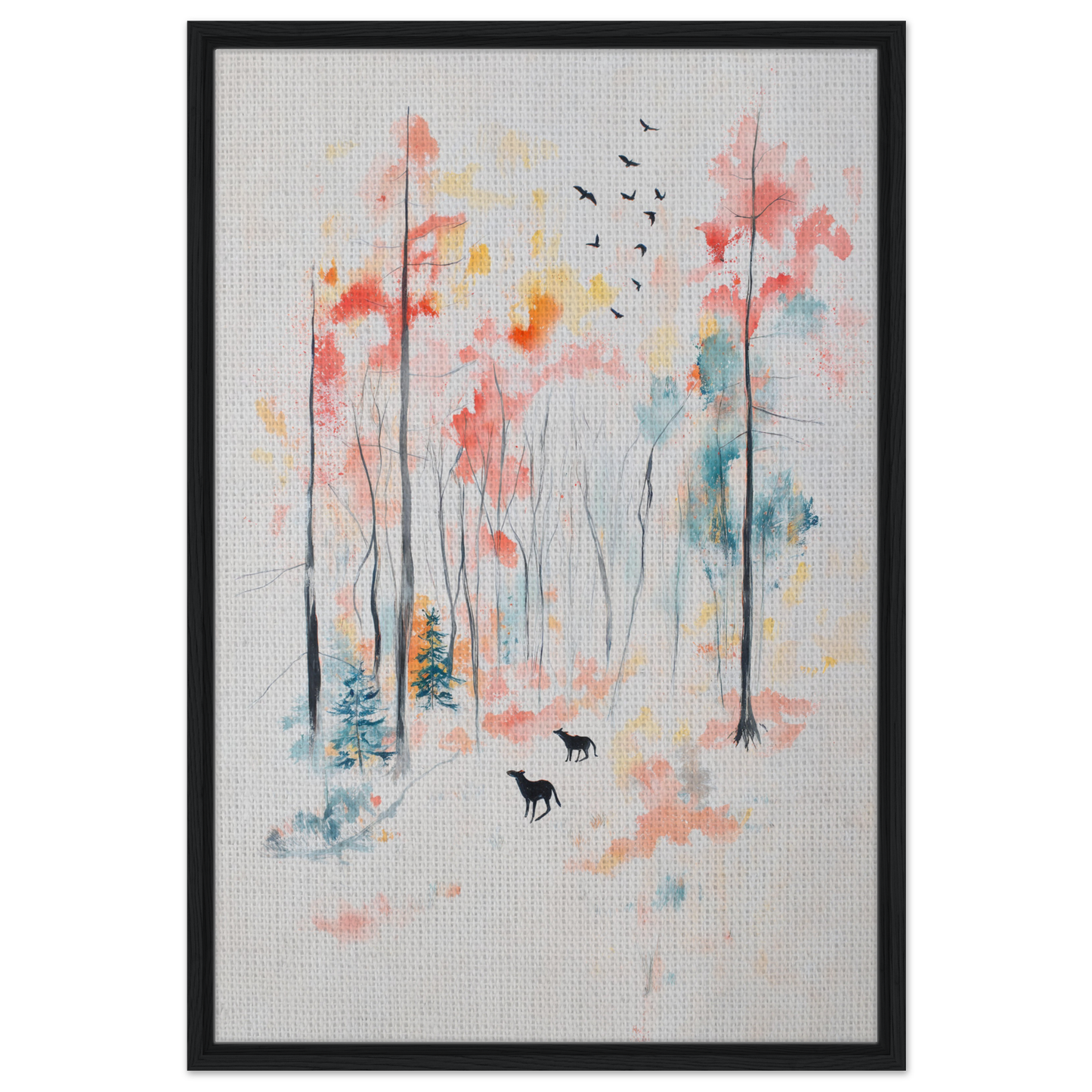 Framed canvas print of Whispering Autumn Reverie with a colorful forest scene