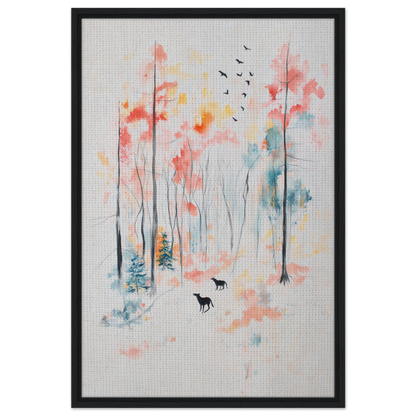 Framed canvas print of Whispering Autumn Reverie with a colorful forest scene