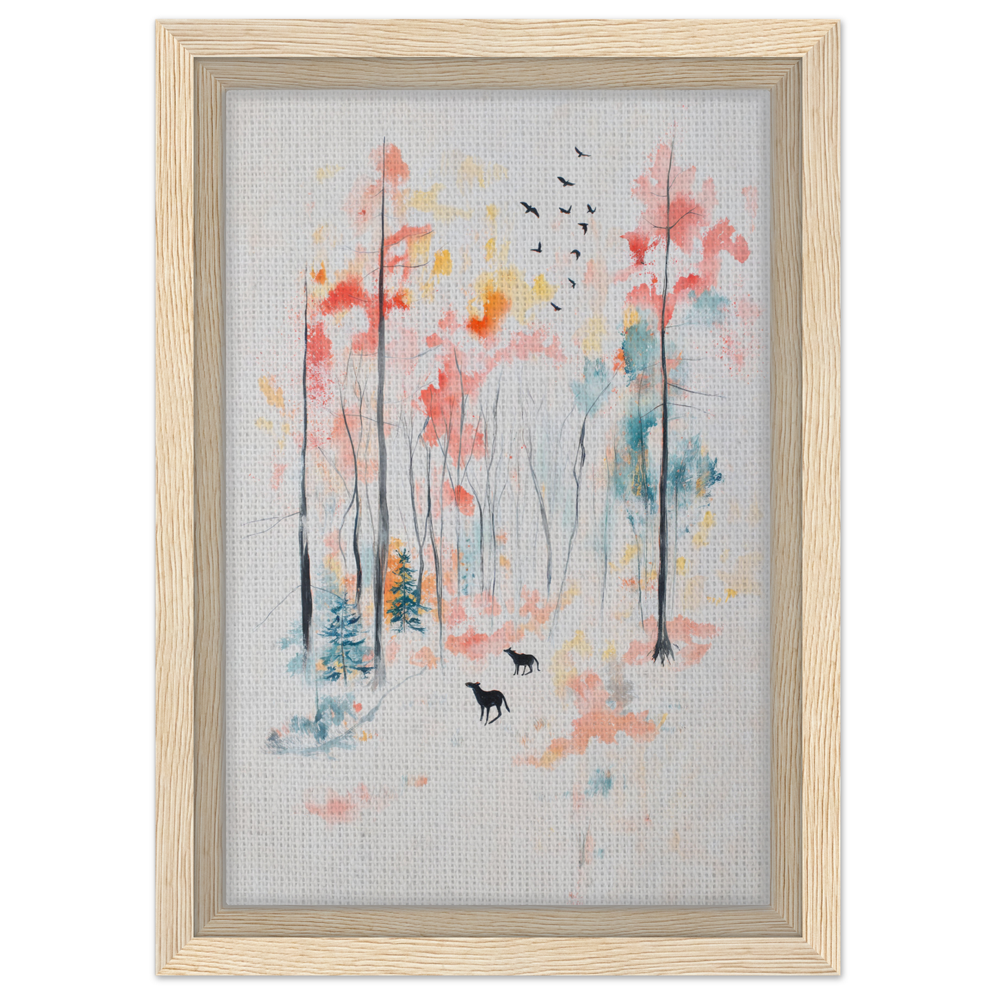 Framed canvas wall art of Whispering Autumn Reverie featuring a dreamy forest scene