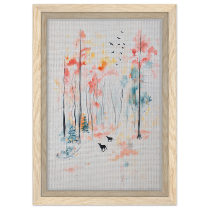 Framed canvas wall art of Whispering Autumn Reverie featuring a dreamy forest scene