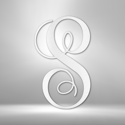 Stylized, cursive letter ’S’ in white against a light gray background.