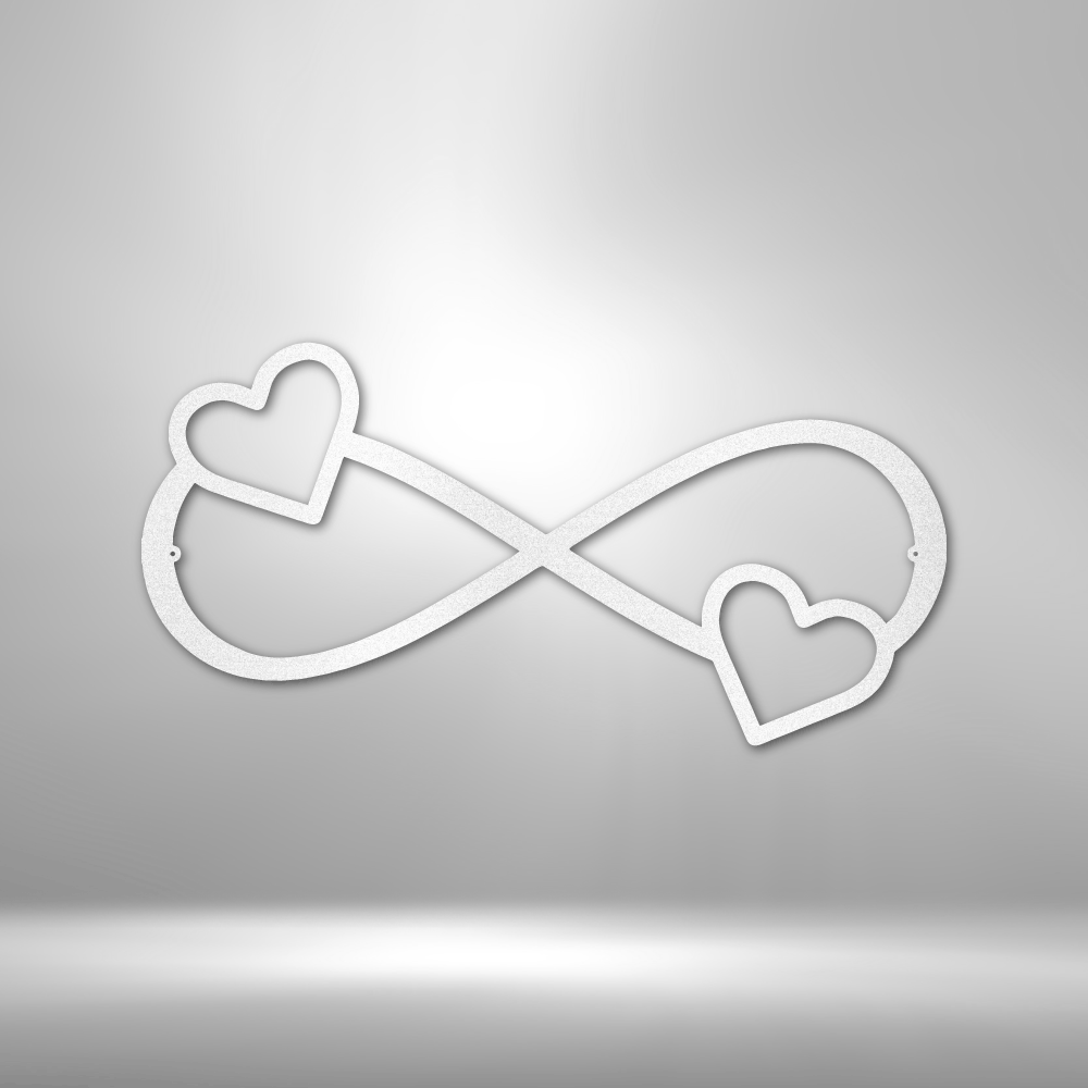 Infinity symbol with hearts at each end.