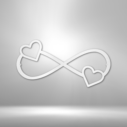 Infinity symbol with hearts at each end.