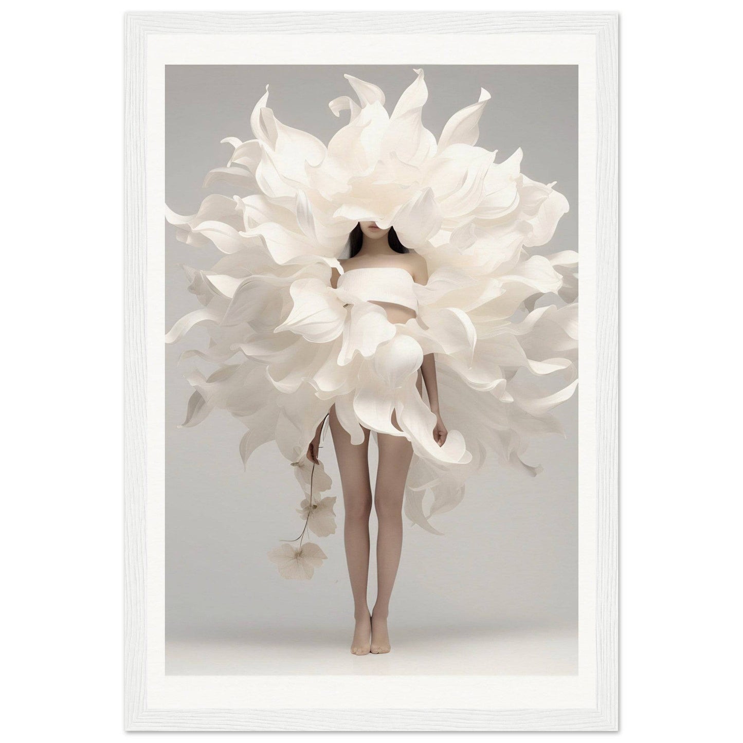 A white flower in a white frame