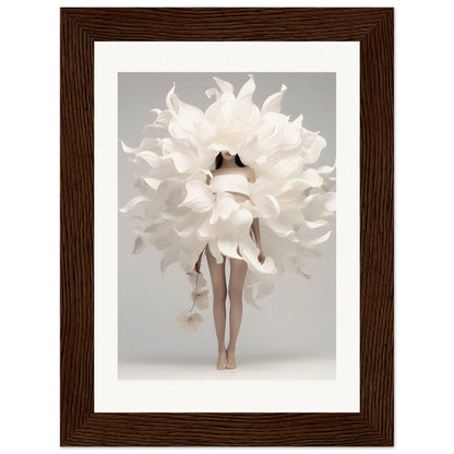 A white flower in a wooden frame