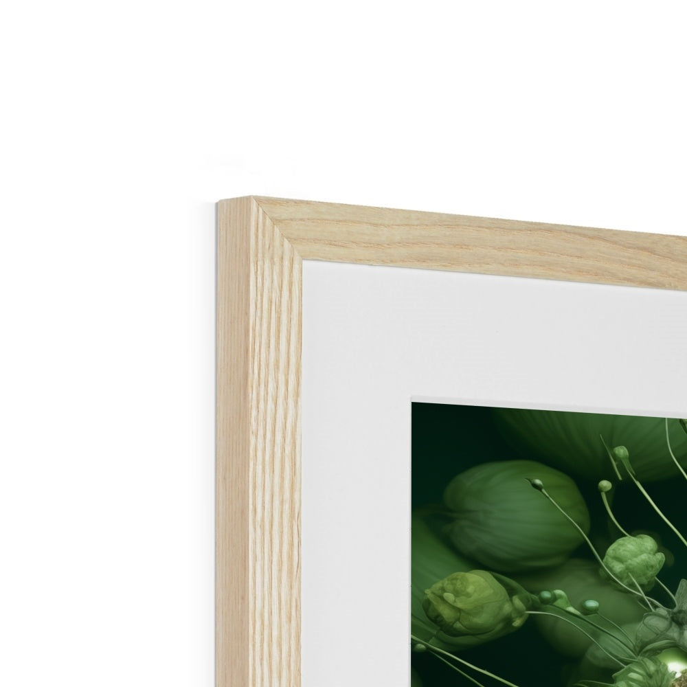 A white frame with a green plant inside