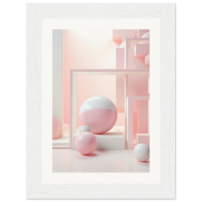 A white frame with pink and white balloons