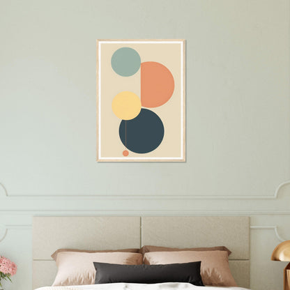 Abstract geometric art print featuring overlapping circles in muted colors.