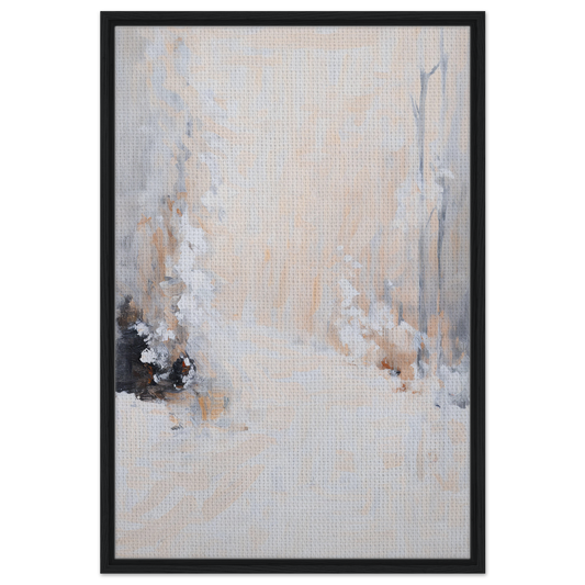 Abstract painting in muted colors with textures, framed canvas print White Path, Murmuring