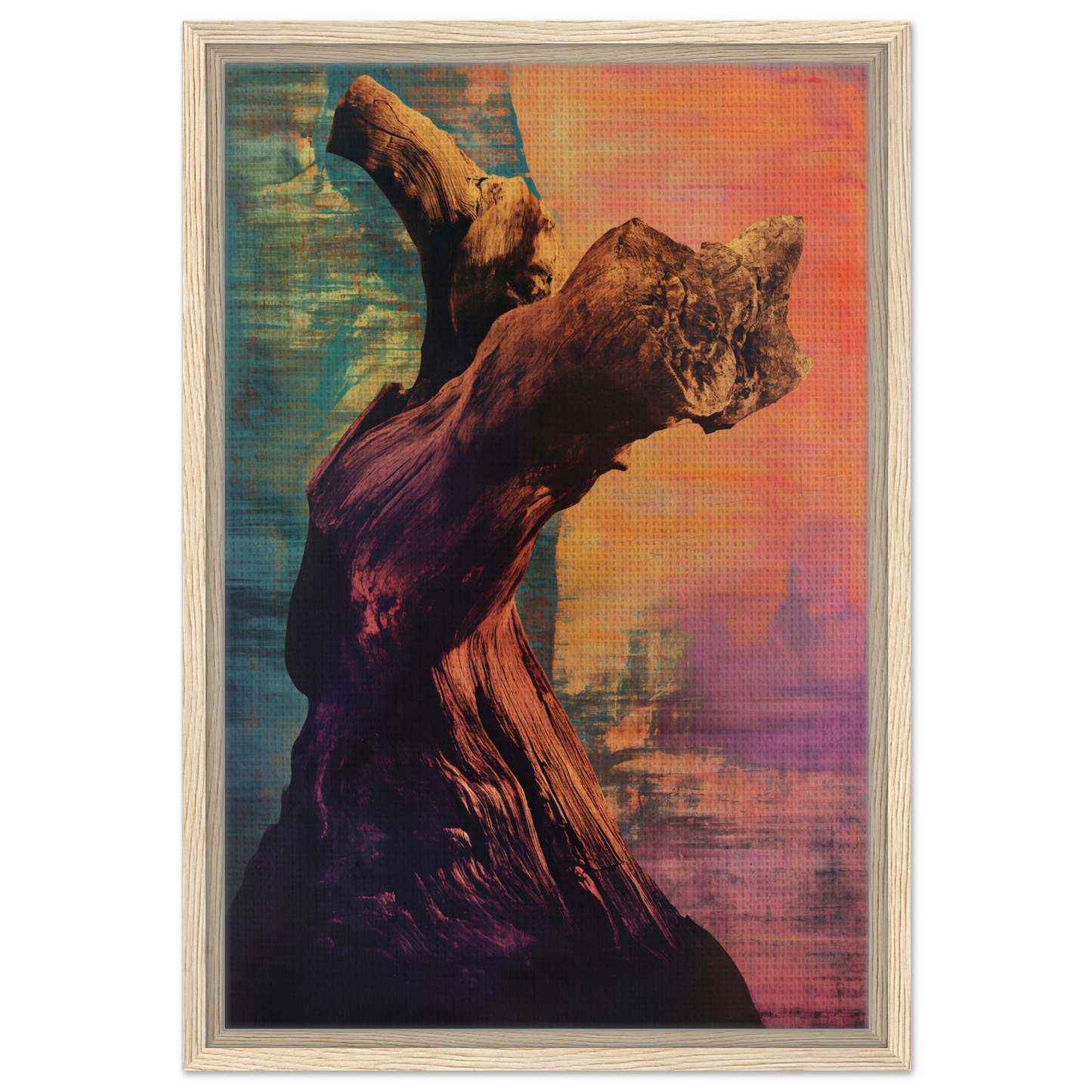 Bear head emerging from colorful tree form in Whorled Effulgence Symphony room decor