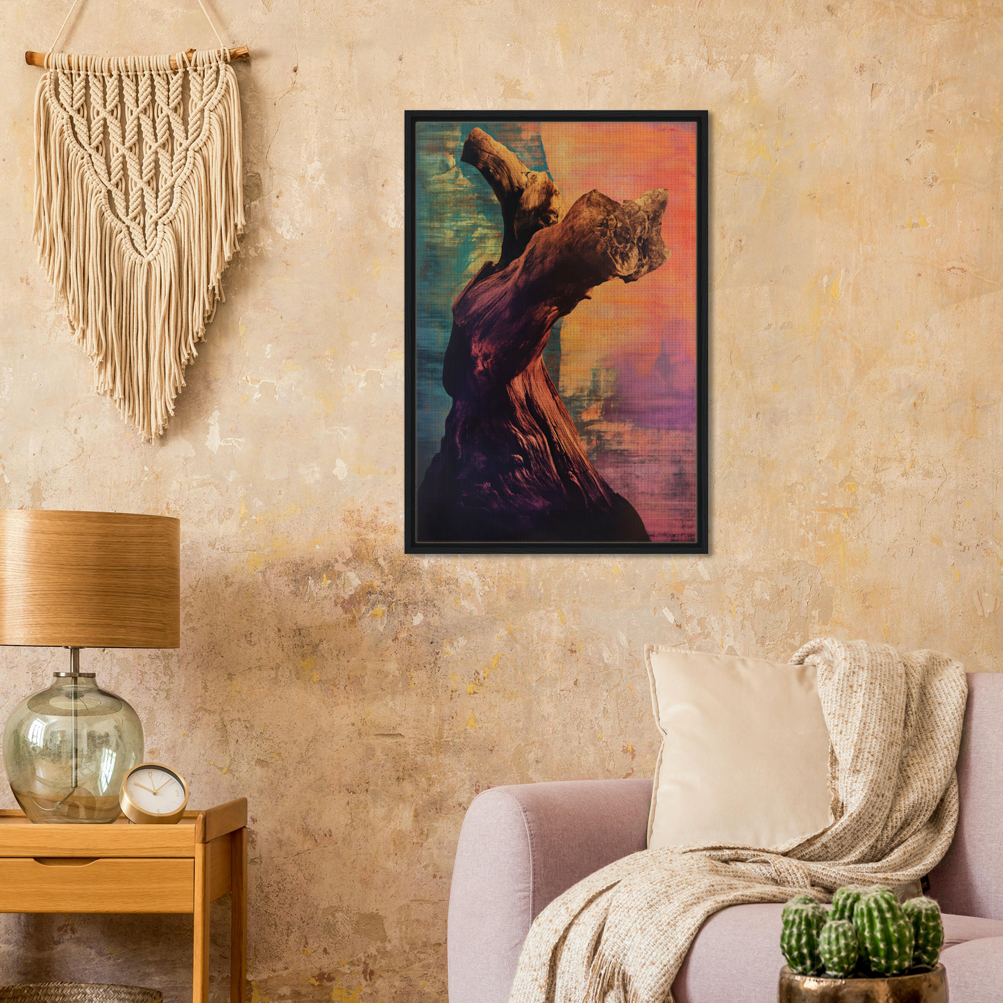 Framed colorful painting of a leopard for Whorled Effulgence Symphony room decor