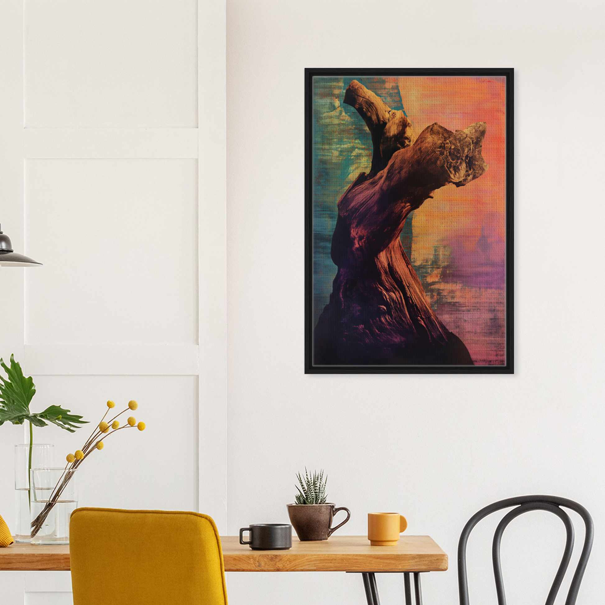 Framed artwork of a dancer in vibrant colors for Whorled Effulgence Symphony room decor