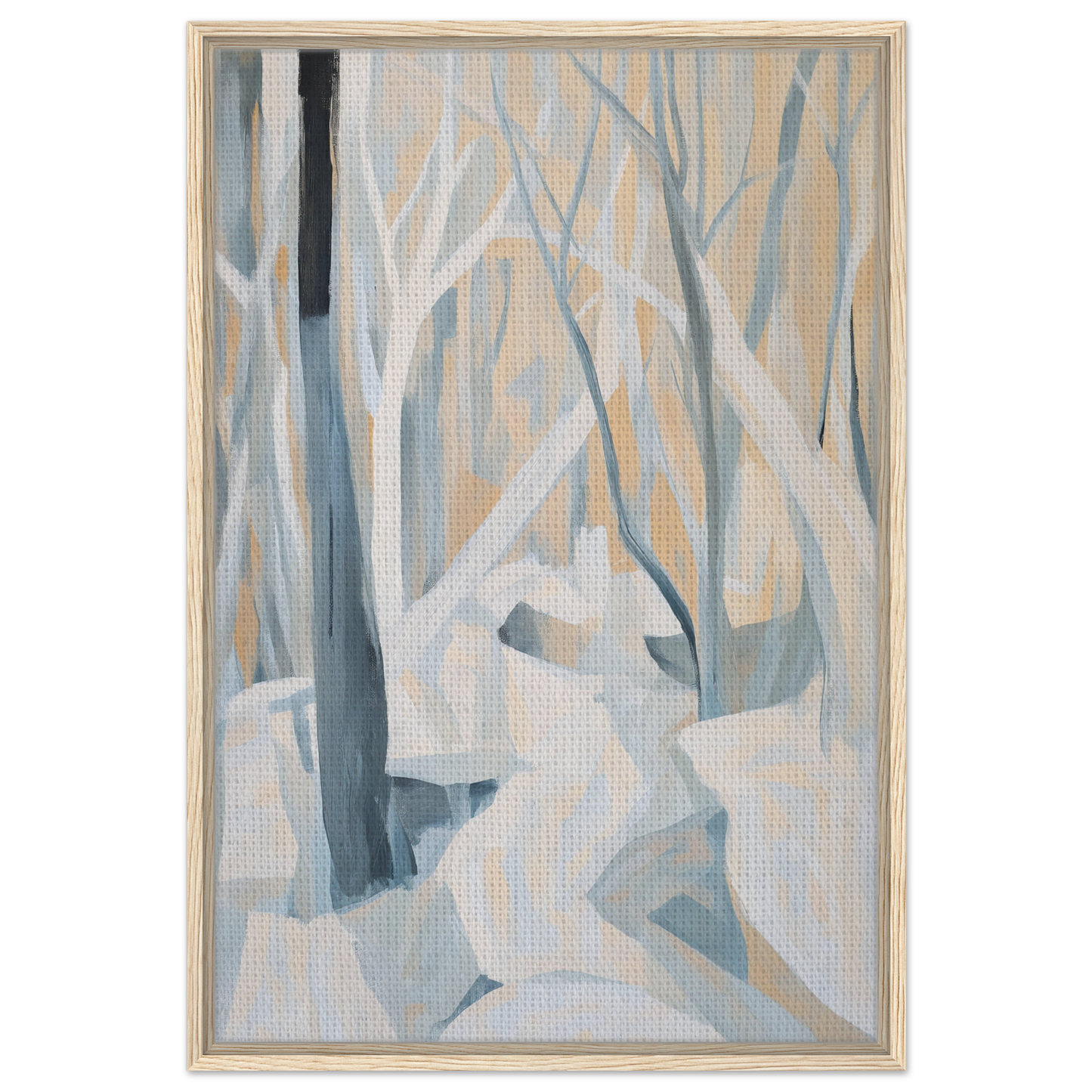 Abstract painting of a winter forest scene for Winter Forest Rhapsody room decor