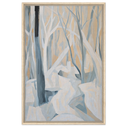 Abstract painting of a winter forest scene for Winter Forest Rhapsody room decor