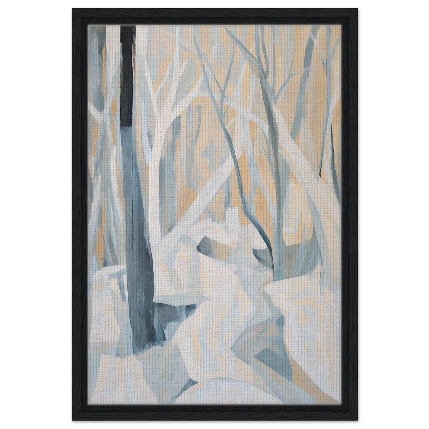 Abstract painting of a winter forest scene for Winter Forest Rhapsody room decor