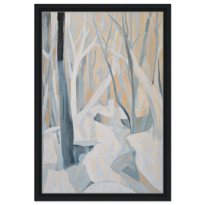 Abstract painting of a winter forest scene for Winter Forest Rhapsody room decor