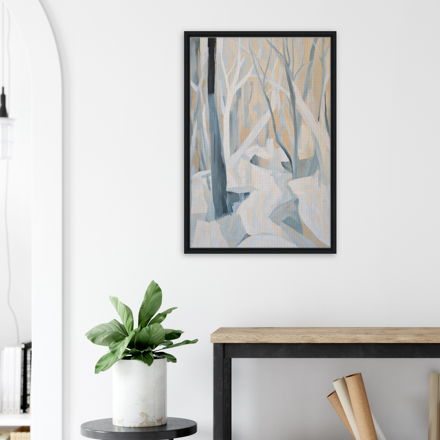 Framed canvas print of Winter Forest Rhapsody depicting a snowy forest scene