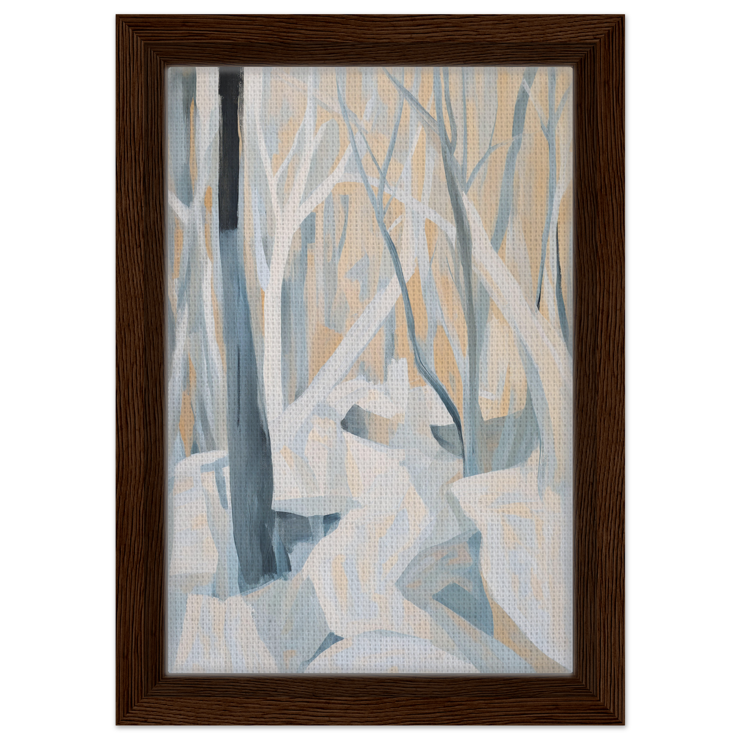 Framed canvas print of Winter Forest Rhapsody featuring pale trees and snow