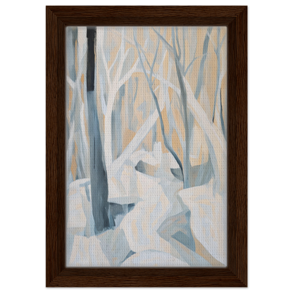 Framed canvas print of Winter Forest Rhapsody featuring pale trees and snow