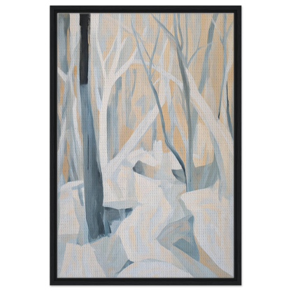 Abstract painting depicting a winter forest scene for Winter Forest Rhapsody room decor