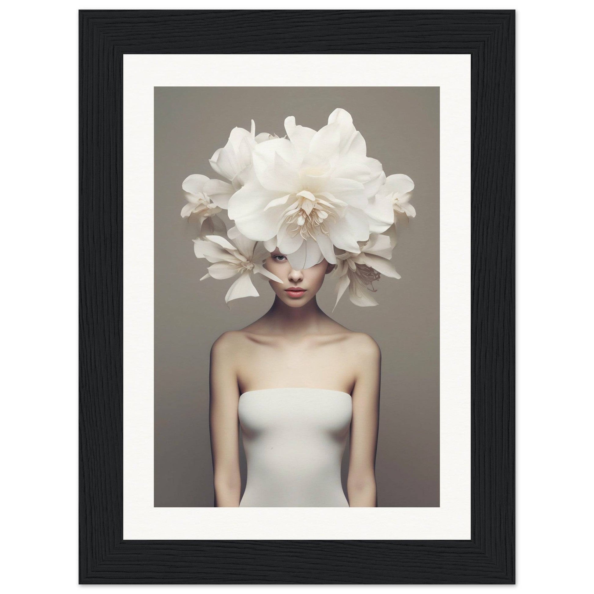 A woman with a large white flower in her hair