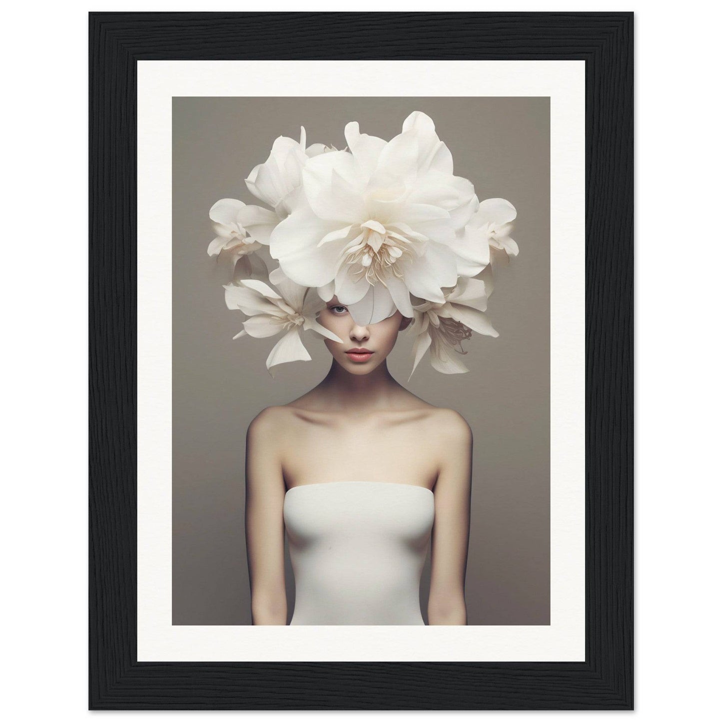 A woman with a large white flower in her hair