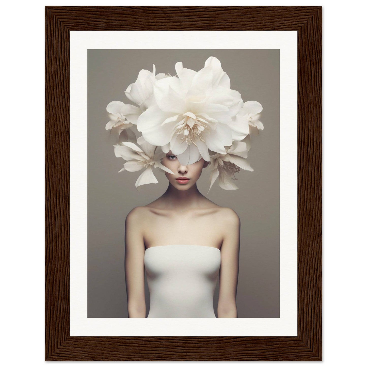 A woman with a large white flower in her hair