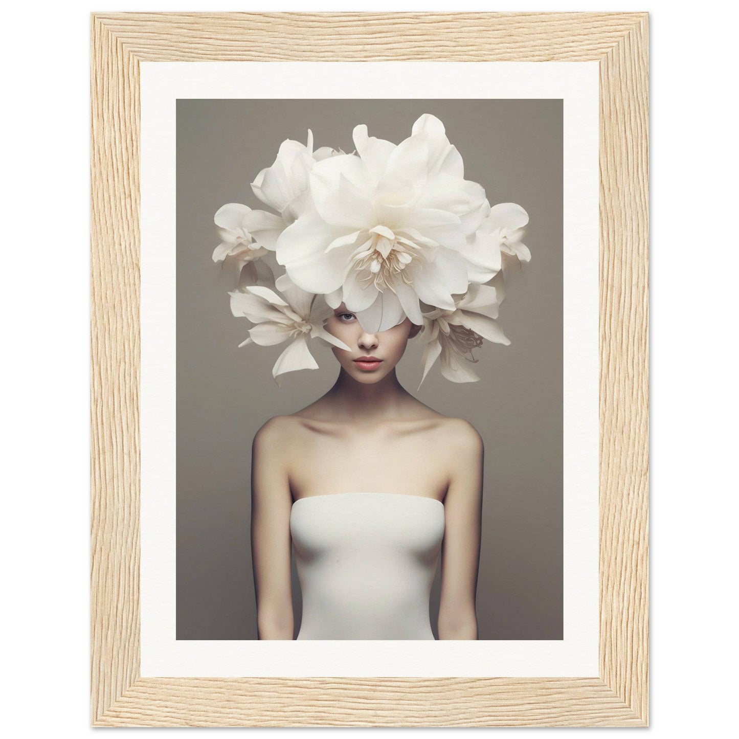 A woman with a large white flower in her hair