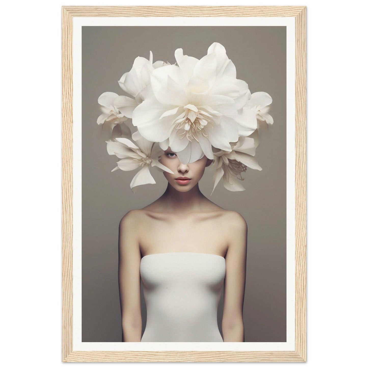 A woman with a large white flower in her hair