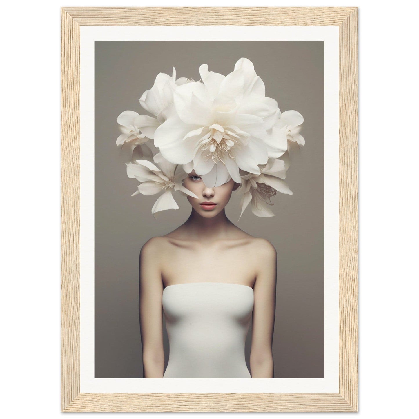 A woman with a large white flower in her hair