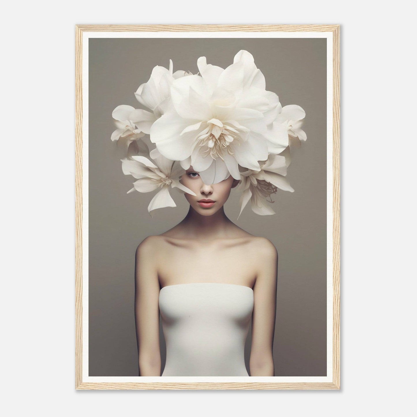 A woman with a large white flower in her hair